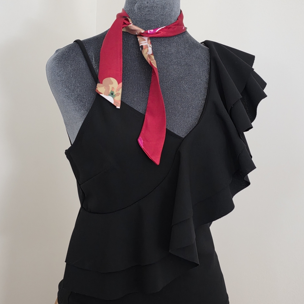 Elegant Black Ruffled Tank Top